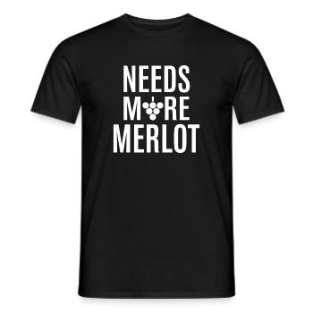 Needs More Merlot Wine Saying for Connoisseurs - Men's T-Shirt - black - Front - AI Model Male 178 light (178cm)