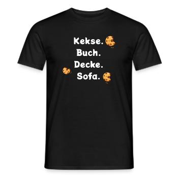 Biscuits. Book. Ceiling. Sofa. - Men's T-Shirt - black - Front - AI Model Male 178 light (178cm)