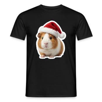 Petit chapeau de Noël en forme de cochon d’Inde mignon - T-shirt homme - noir - Devant - AI Model Male 178 light (178cm)