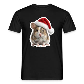 Une souris mignonne avec un grand chapeau de Noël - T-shirt homme - noir - Devant - AI Model Male 178 light (178cm)