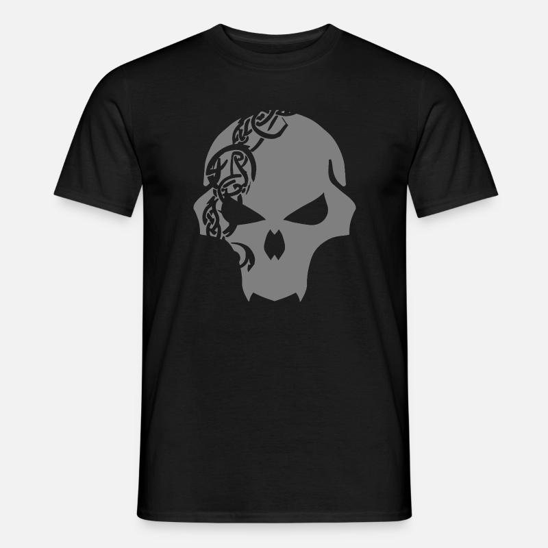 Gothic Schädel mit keltischen Tribal - Männer T-Shirt - Schwarz