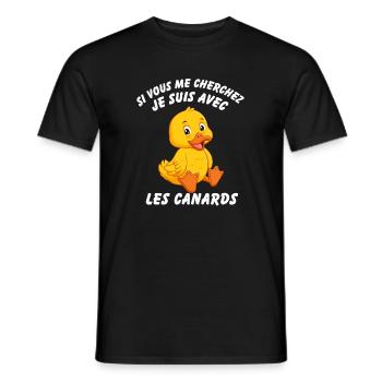 Si Vous Me Cherchez Je Suis Avec Les Canards - T-shirt homme - noir - Devant - AI Model Male 178 light (178cm)