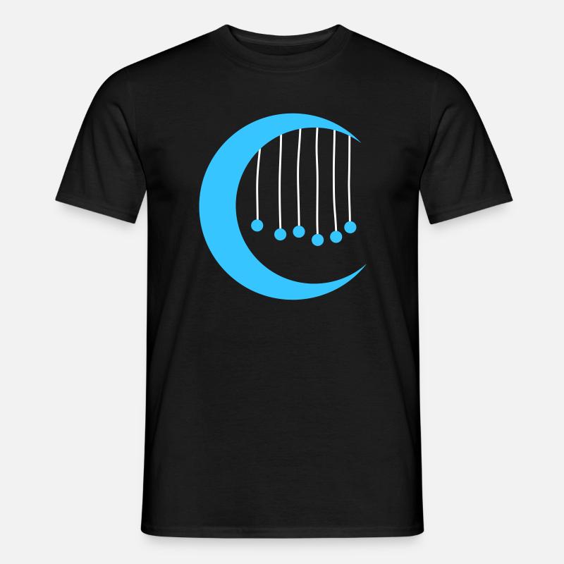 Blauer Mond mit Windspiel - Männer T-Shirt - Schwarz
