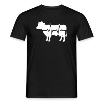Rythme cardiaque de vache ECG Vecteur grunge de l’éleveur - T-shirt homme - noir - Devant - AI Model Male 178 light (178cm)