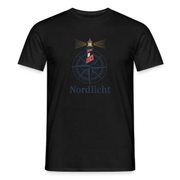 Compas du phare des aurores boréales Côte de la mer du Nord Mer Baltique - T-shirt homme - noir - Devant - AI Model Male 178 light (178cm)