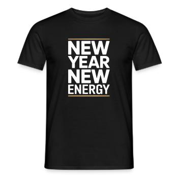Neujahr: Neue Energie-Typografie - Männer T-Shirt - Schwarz - Vorne - AI Model Male 178 light (178cm)