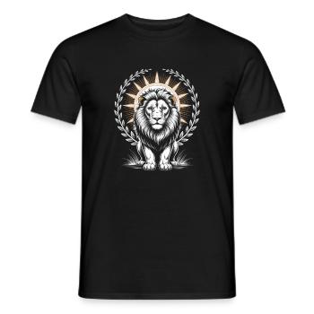 Majestätischer Löwe Mit Lorbeer Und Sonnenkranz - Männer T-Shirt - Schwarz - Vorne - AI Model Male 178 light (178cm)