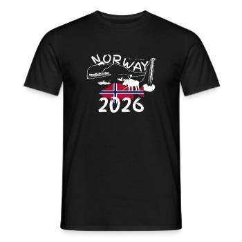 Norway 2026 Redfish with Mountains and Moose Fishing - Men's T-Shirt - black - Front - AI Model Male 178 light (178cm)