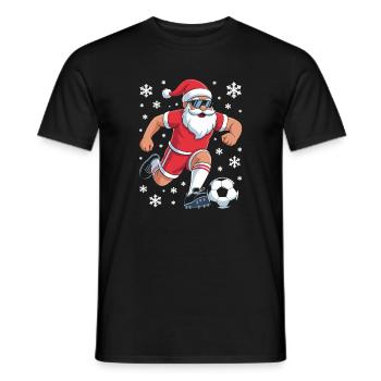 Le Père Noël frappe le ballon Football de Noël - T-shirt homme - noir - Devant - AI Model Male 178 light (178cm)