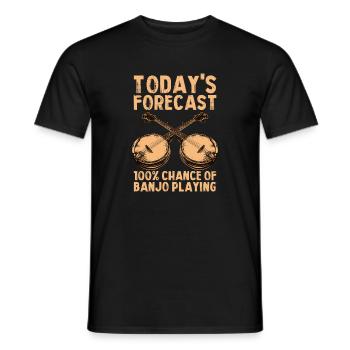Today's forecast Country Bluegrass Banjo Player - Men's T-Shirt - black - Front - AI Model Male 178 light (178cm)