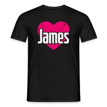 I Love James Pink Heart I Love James - Men's T-Shirt - black - Front - AI Model Male 178 light (178cm)