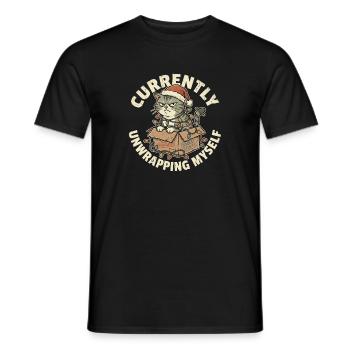 Ich packe mich gerade aus, lustige Katzenweihnachten. - Männer T-Shirt - Schwarz - Vorne - AI Model Male 178 light (178cm)