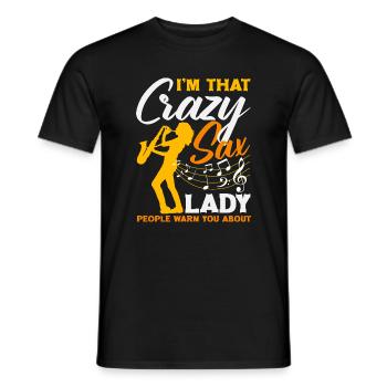 Saxophone Folle Dame Saxophoniste Femmes - T-shirt homme - noir - Devant - AI Model Male 178 light (178cm)