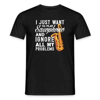 Playing the Saxophone Ignoring All Problems - Men's T-Shirt - black - Front - AI Model Male 178 light (178cm)