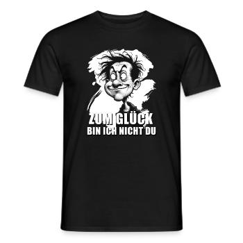 Caricature with "Fortunately..." quote - Men's T-Shirt - black - Front - AI Model Male 178 light (178cm)