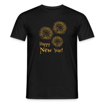 Happy New Year New Year's Eve Fireworks Explosion - Men's T-Shirt - black - Front - AI Model Male 178 light (178cm)