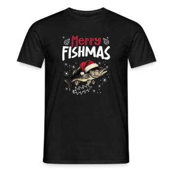 Joyeux Fishmas Motif de Noël Poisson Drôle - T-shirt homme - noir - Devant - AI Model Male 178 light (178cm)