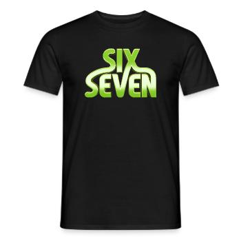 Six Seven 6 7 - 67 - Green Typography Meme Design - Men's T-Shirt - black - Front - AI Model Male 178 light (178cm)