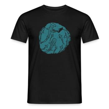 Deep Ocean Silhouette Circle - Men's T-Shirt - black - Front - AI Model Male 178 light (178cm)