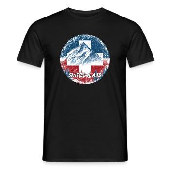 Suisse Suisse Suisse Suisse Montagnes des sports d’hiver - T-shirt homme - noir - Devant - AI Model Male 178 light (178cm)