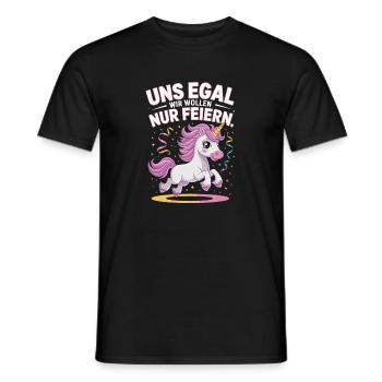 On s’en fiche, on a juste envie de faire la fête, la fête des licornes - T-shirt homme - noir - Devant - AI Model Male 178 light (178cm)