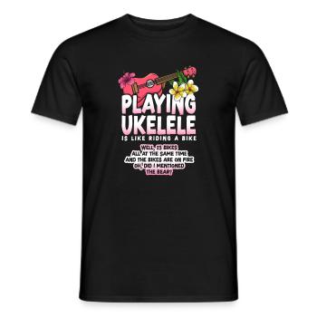 Hawaiian Ukulele Uke Playing - Men's T-Shirt - black - Front - AI Model Male 178 light (178cm)