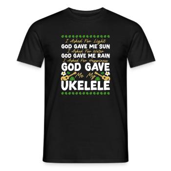 Ukulélé hawaïen que j’ai demandé - T-shirt homme - noir - Devant - AI Model Male 178 light (178cm)