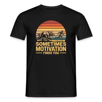 Manchmal findet dich die Motivation – Deutsche Memes - Männer T-Shirt - Schwarz - Vorne - AI Model Male 178 light (178cm)