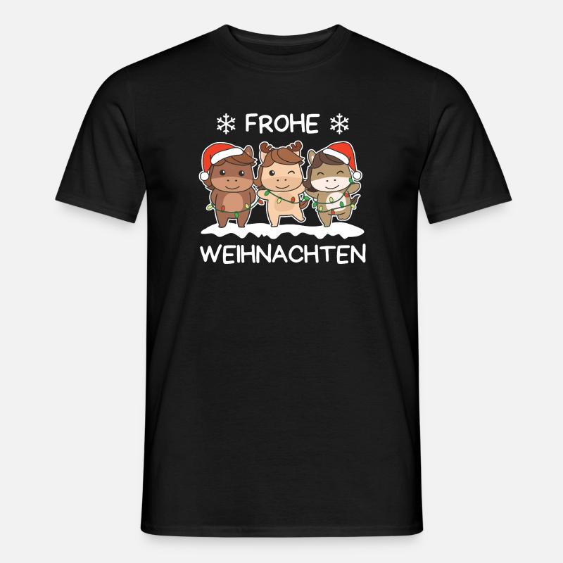 Frohe Weihnachten Pferd Heiligabend Pferde - Männer T-Shirt - Schwarz