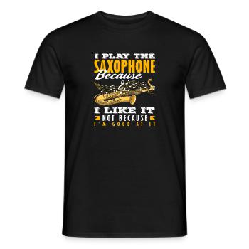 I like playing the saxophone funny saxophonist - Men's T-Shirt - black - Front - AI Model Male 178 light (178cm)