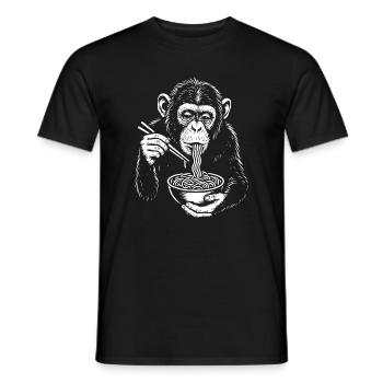 Illustration der Schimpansen-Nudelschale - Männer T-Shirt - Schwarz - Vorne - AI Model Male 178 light (178cm)