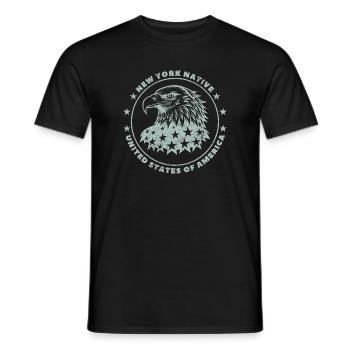 Originaire de New York - Pygargue à tête blanche des États-Unis - T-shirt homme - noir - Devant - AI Model Male 178 light (178cm)