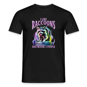 Funny Raccoon - Men's T-Shirt - black - Front - AI Model Male 178 light (178cm)