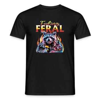 Funny Raccoon - Men's T-Shirt - black - Front - AI Model Male 178 light (178cm)