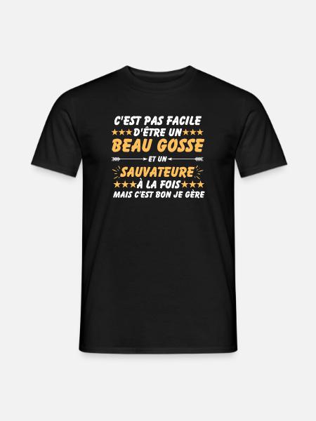 Humor mit gutaussehendem Rettungsschwimmer - Männer T-Shirt - Schwarz