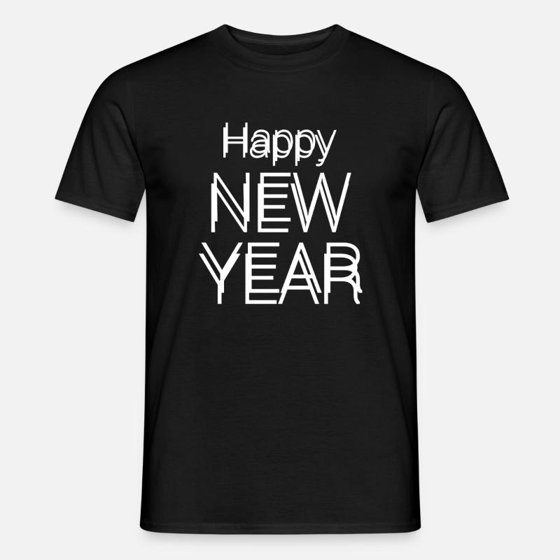 Happy New year text - Männer T-Shirt - Schwarz