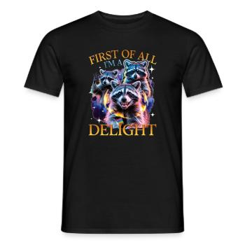 Funny Raccoon - Männer T-Shirt - Schwarz - Vorne - AI Model Male 178 light (178cm)
