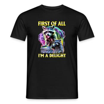 Funny Raccoon - Men's T-Shirt - black - Front - AI Model Male 178 light (178cm)