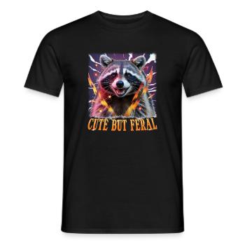 Funny Raccoon - Men's T-Shirt - black - Front - AI Model Male 178 light (178cm)