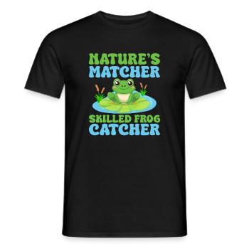 Frog Catcher Nature ́s Matcher Skilled Catcher Frog - Men's T-Shirt - black - Front - AI Model Male 178 light (178cm)