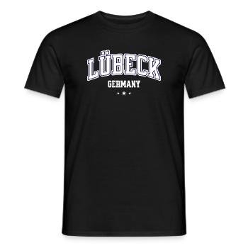 Lübeck Germany College Design Vintage City Motif - Men's T-Shirt - black - Front - AI Model Male 178 light (178cm)