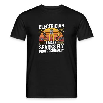 Électricien : je fais jaillir des étincelles professionnellement - T-shirt homme - noir - Devant - AI Model Male 178 light (178cm)