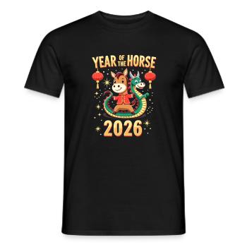Nouvel An chinois du cheval 2026 - T-shirt homme - noir - Devant - AI Model Male 178 light (178cm)