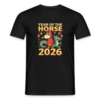 Nouvel An chinois du cheval 2026 - T-shirt homme - noir - Devant - AI Model Male 178 light (178cm)