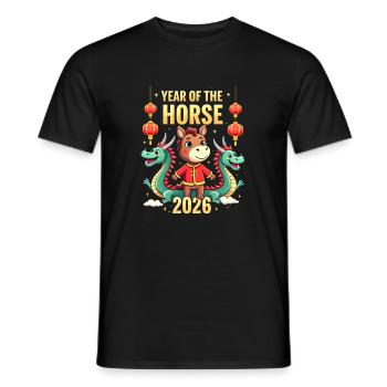 Chinese New Year Of The Horse 2026 - Men's T-Shirt - black - Front - AI Model Male 178 light (178cm)