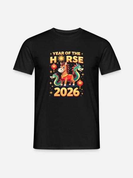 Nouvel An chinois du cheval 2026 - T-shirt homme - noir