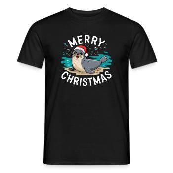 Joyeux Noël Mignon Phoque de Noël - T-shirt homme - noir - Devant - AI Model Male 178 light (178cm)