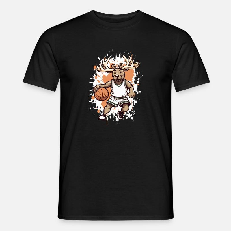 Basketball Hirsch Comic - Männer T-Shirt - Schwarz