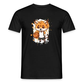 Basketball Fuchs Comic - Männer T-Shirt - Schwarz - Vorne - AI Model Male 178 light (178cm)