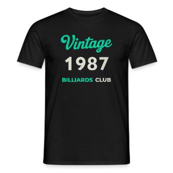 Vintage 1987 – Billiards Club Retro Birth Year - Men's T-Shirt - black - Front - AI Model Male 178 light (178cm)